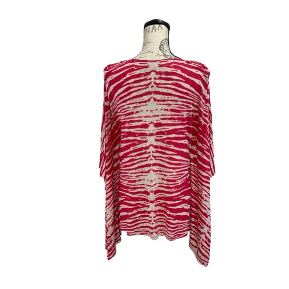 MICHAEL Michael Kors Red & White Animal Print Boat Neck Cold-Shoulder Top Large - Picture 6 of 13